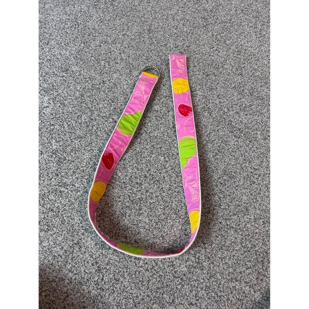 Lilly Pulitzer Pink Fruit Print D-Ring Belt Womens Medium Cotton Webbing Preppy